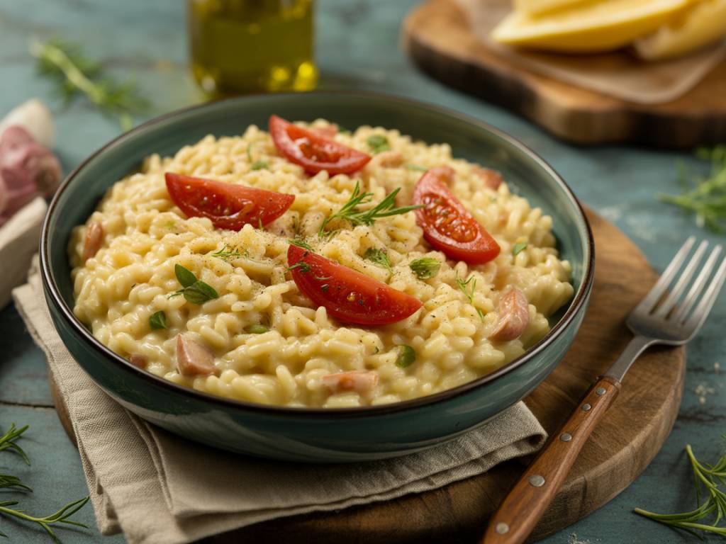 Risotto façon carbonara gourmand et rapide à cuisiner