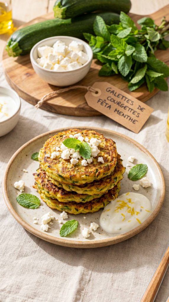 Galettes de courgettes à la feta et menthe